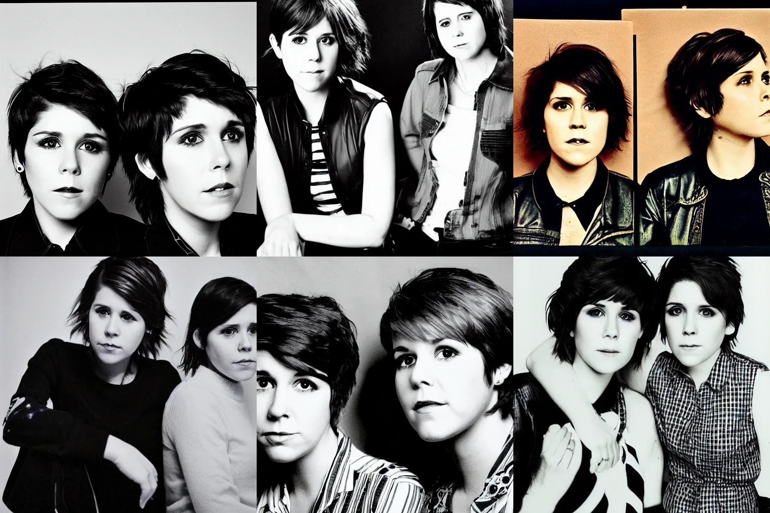 Prompt: tegan and sara portraits, 8 0's style portrait, highly detailed, photo quality