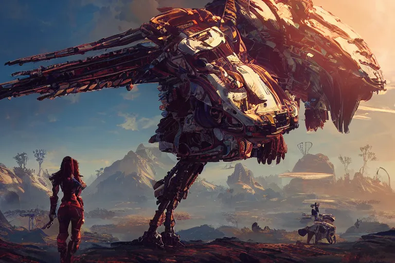 Image similar to glinthawk machine mecanical creature robot of horizon forbidden west horizon zero dawn radiating a glowing aura global illumination ray tracing hdr fanart arstation by ian pesty and alena aenami artworks in 4 k