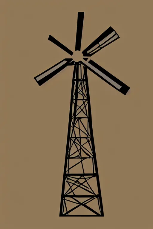 Image similar to minimalist boho style art of a windmill, illustration, vector art