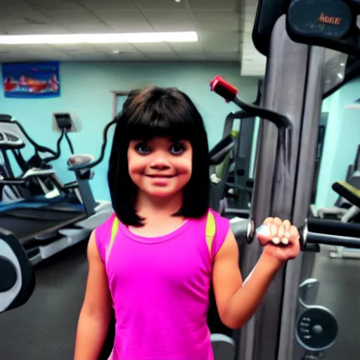 Image similar to dora the explorer goes to the gym