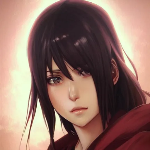 Prompt: mikasa ackerman, keh, beautiful face!!!!, 2 7 years old, cg animation, lifelike, animated, realistic, character select portrait, by artgerm, greg rutkowski, alphonse mucha, 3 d