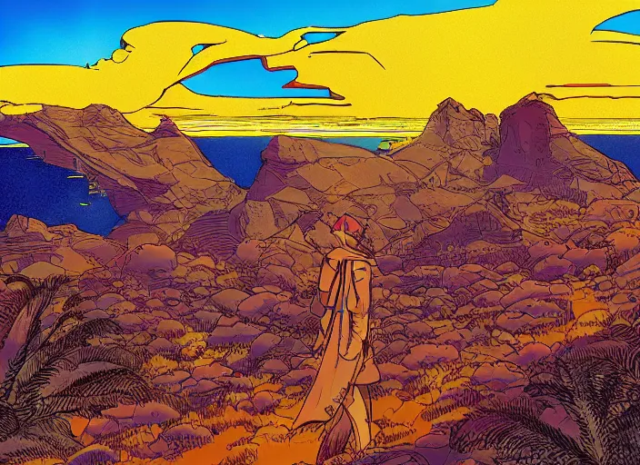 An illustration of gran canaria at the style of stable diffusion
