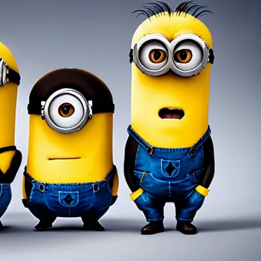 Image similar to real life minions, ultra realistic