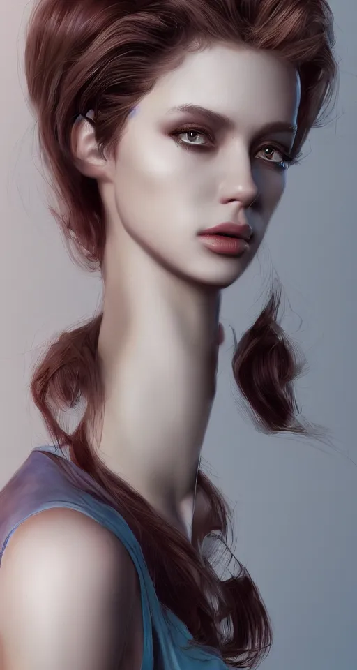 Prompt: Beautiful woman's portrait. Trending on artstation. Digital render by Yury Kantsevich.