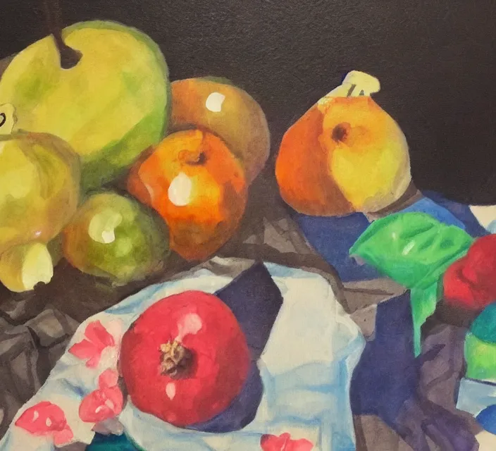 Prompt: a beautiful still life painting by a third-year art student; extraordinary masterpiece!!!!!