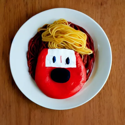 Image similar to spaghetti in the shape of a clown