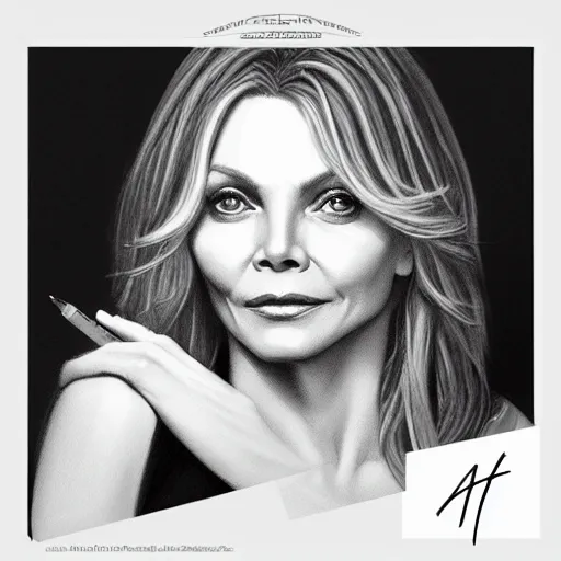 Image similar to amazing lifelike award winning pencil illustration of Michelle pfeiffer in scarface trending on art station artgerm Greg rutkowski cinematic