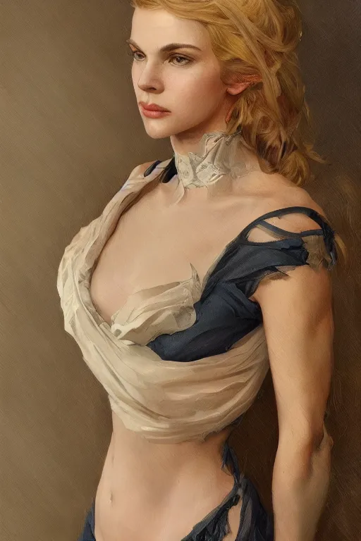 Prompt: portrait of Kim Wexler, upper body, intricate, elegant, highly detailed, digital painting, artstation, concept art, smooth, sharp focus, illustration, art by artgerm and greg rutkowski and alphonse mucha