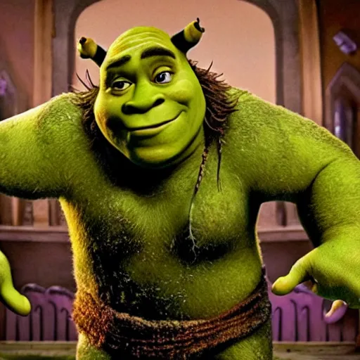 Image similar to Film still of Shrek from a horror movie