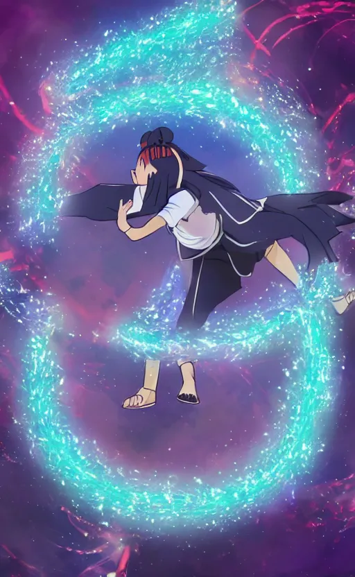 Image similar to Hinata doing a beautiful sparkly eight trigram dance, concept art, 4k ultra