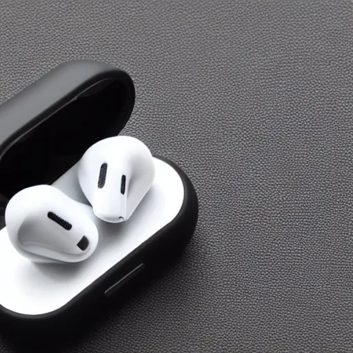 Image similar to black airpods pro case with marshmallow logo on it, studio, product photo