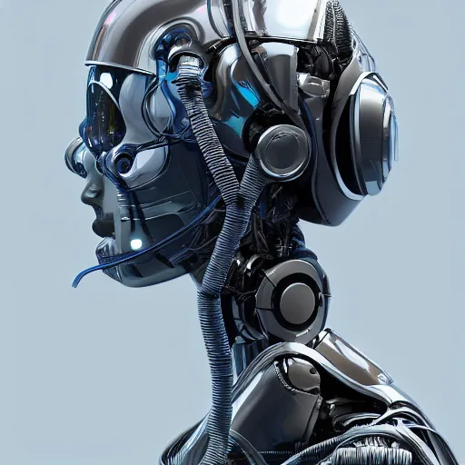 Image similar to a beautiful woman wearing robot suit with wires and light, highly detailed, photorealistic, artstation, smooth