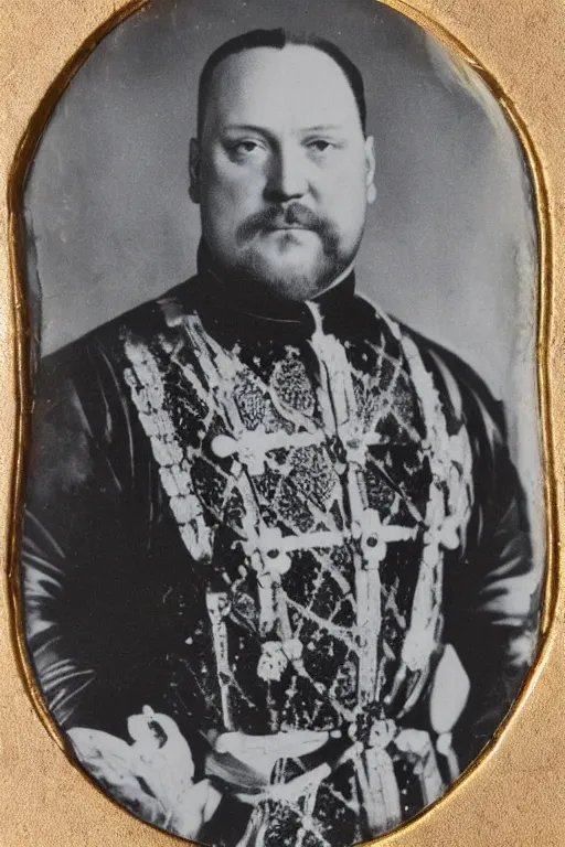 Prompt: tintype photograph of king henry viii