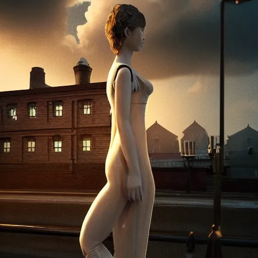 Prompt: a beautiful Cotton Mill Girl, symmetrical, centered, dramatic angle, ornate, details, smooth, sharp focus, illustration, realistic, cinematic, artstation, award winning, rgb , unreal engine, octane render, cinematic light, macro, depth of field, blur, red light and clouds from the back, highly detailed epic cinematic concept art CG render made in Maya, Blender and Photoshop, octane render, excellent composition, dynamic dramatic cinematic lighting, aesthetic, very inspirational, arthouse by Henri Cartier Bresson