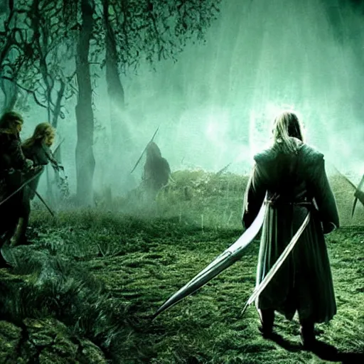 Image similar to a still of from the movie the lord of the rings : the fellowship of the ring crossover with the game outlast