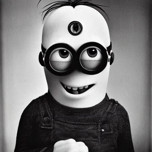 Prompt: Minion, 35mm, age, candid portrait photo by annie leibovitz