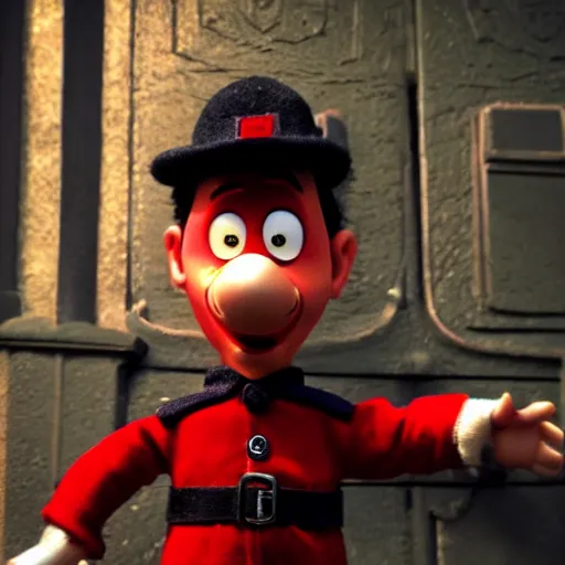 Prompt: dark gritty postman pat movie reboot, movie, postman pat, realistic, gritty, movie still, realistic dark lighting, highly detailed, 4 k