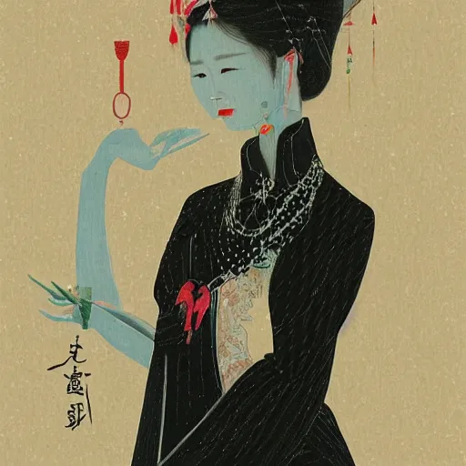 Image similar to the lady, by wing shya,