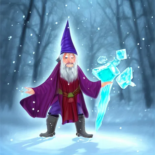 Image similar to A wizard casting a spell of ice and snow, digital art