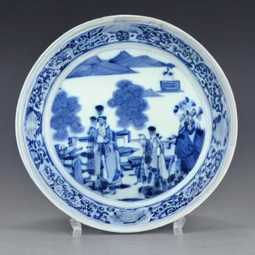 Image similar to photographs of qing dynasty blue and white porcelain