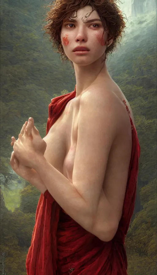 Image similar to epic masterpiece ignorance, drama, sweaty skin, hyperrealistic, octane render, cinematic, beautiful face and flawless skin, perfect hands, 5 fingers, ruby by Edgar Maxence and Ross Tran and Michael Whelan, Legends of Runeterra