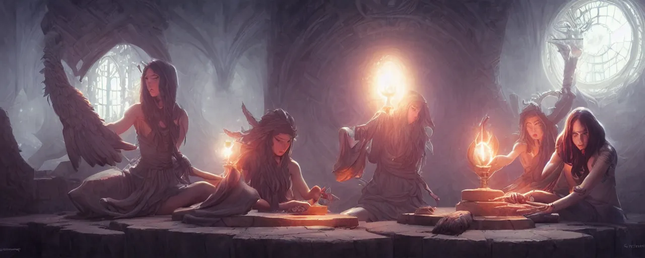 Image similar to time keepers performing a ritual by magali villeneuve, artgerm, greg rutkowski, digital art, sharp focus, award winning, intrecate details, 4 k,