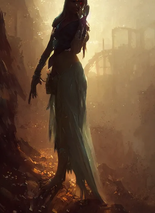 Prompt: female nightelf girl, beautiful face, rule of thirds, intricate outfit, spotlight, by greg rutkowski, by jeremy mann, digital painting