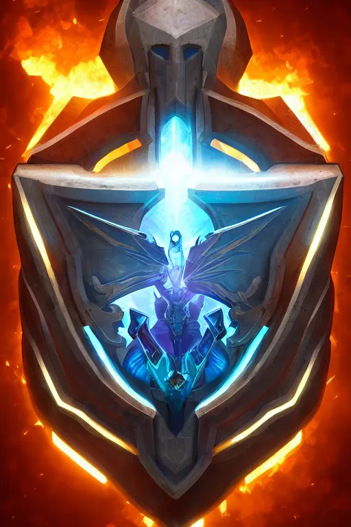 Image similar to shield fantasy epic legends game icon stylized digital illustration radiating a glowing aura global illumination ray tracing hdr fanart arstation by ian pesty and katarzyna da „ bek - chmiel