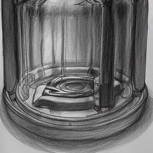 Prompt: Time Machine, pencil sketch, concept art