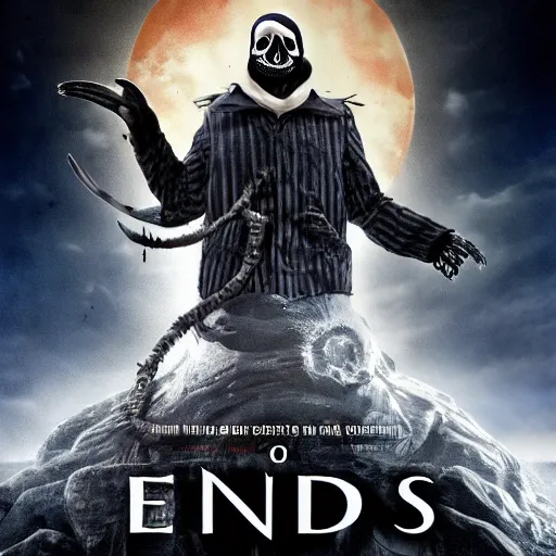Prompt: end of days skeleton overlords enslaves penguin-human hybrids, epic movie poster, 4k, detailed