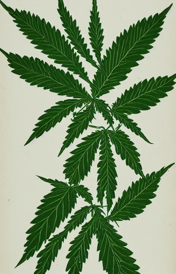 Image similar to botanical illustration of cannabis plant