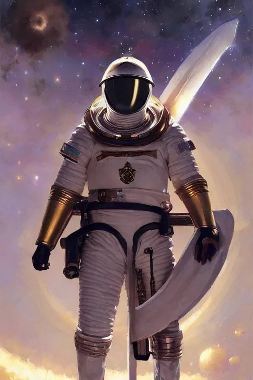 Prompt: knights templar in a space suit, painting by greg rutkowski, j. c. leyendecker, artgerm