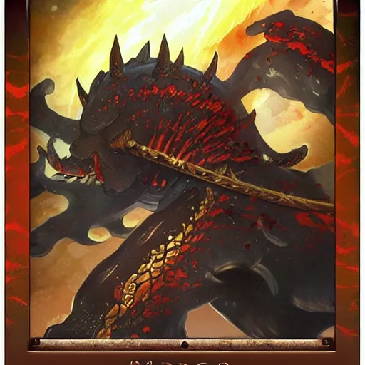 Image similar to five tail shogun, magic the gathering card art, kamigawa