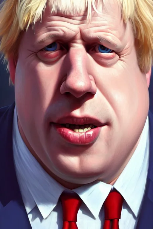 Prompt: Boris Johnson as a Simpsons character, realistic portrait, symmetrical, highly detailed, digital painting, artstation, concept art, smooth, sharp focus, illustration, cinematic lighting, art by artgerm and greg rutkowski and alphonse mucha