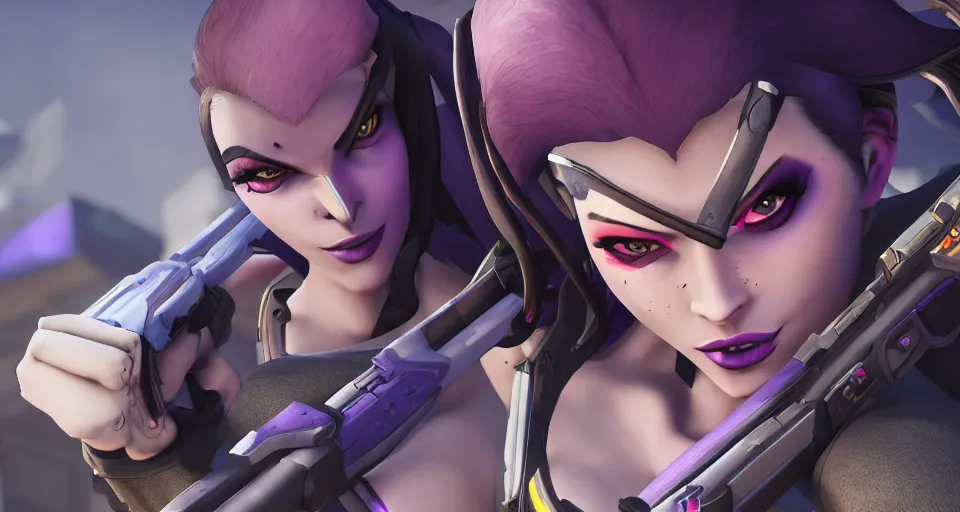 Image similar to widowmaker, overwatch, 4 k, screenshot, high detailed