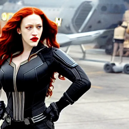 Image similar to a still of kat dennings as black widow in iron man 2 ( 2 0 1 0 )