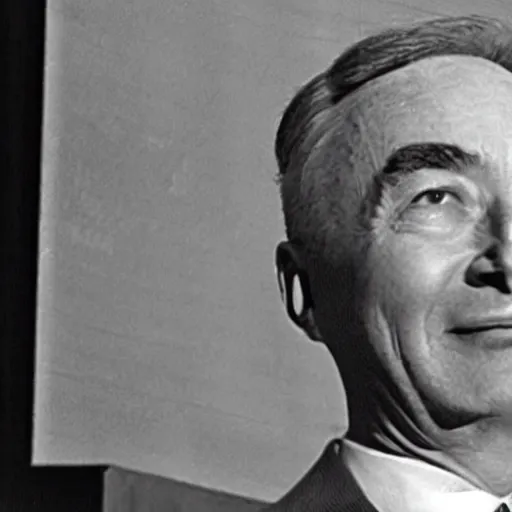 Image similar to robert oppenheimer giving ted talk