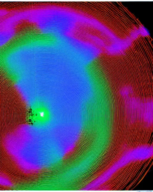 Prompt: stacked plot of radio emissions from a pulsar, data visualization