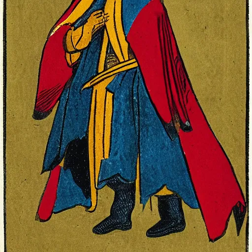 Prompt: illustration of a king in king robe and cape holding a mask