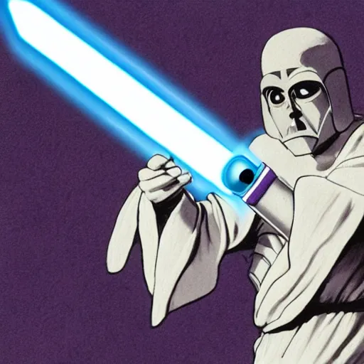 Prompt: Plato wielding a lightsaber in a concept art style