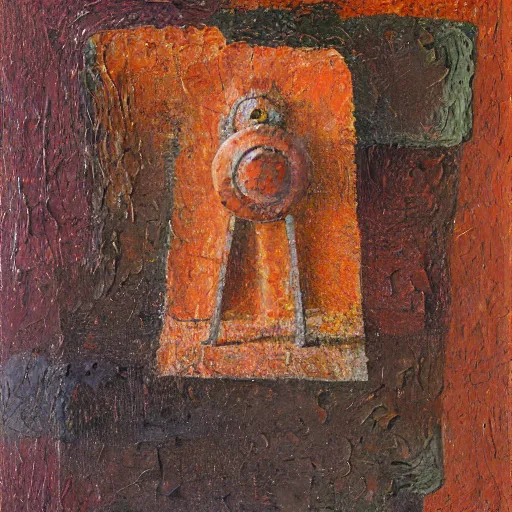 Image similar to a detailed impasto painting by shaun tan and louise bourgeois of an abstract forgotten sculpture by ivan seal and leyland james kirby