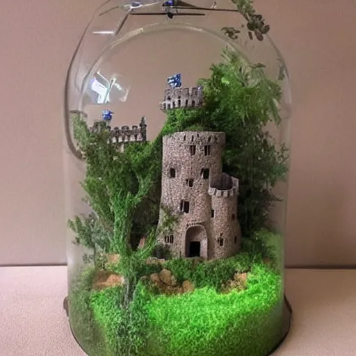 Prompt: castle inside a beautiful terrarium