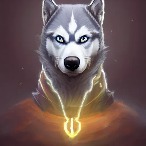 Image similar to Husky Wizard, Fantasy, artstation, award winning,