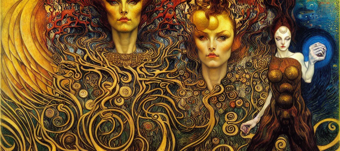 Image similar to Divine Chaos Engine by Karol Bak, Jean Delville, William Blake, Gustav Klimt, and Vincent Van Gogh, symbolist, visionary