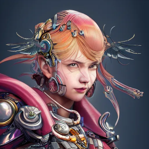 Image similar to studio portrait of lawful good colorful female holy mecha paladin absurdly beautiful, elegant, young sensual graceful woman, ultrafine hyperrealistic detailed face illustration by kim jung gi, irakli nadar, intricate linework, sharp focus, bright colors, matte, octopath traveler, final fantasy, unreal engine highly rendered, global illumination, radiant light, intricate environment