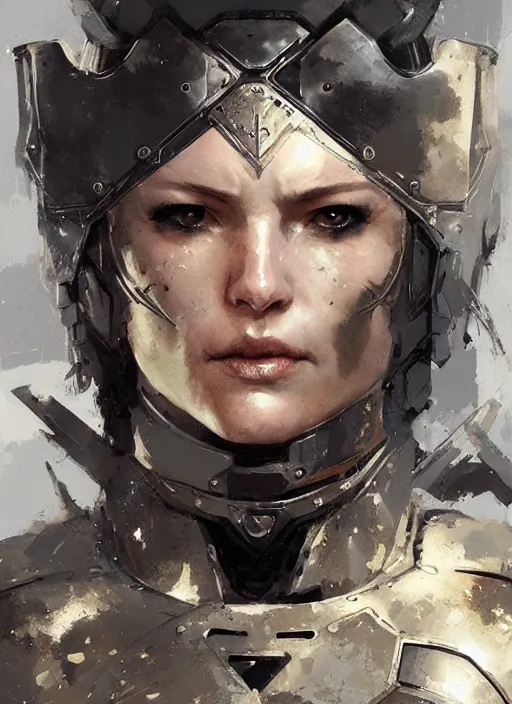 Image similar to epic woman portrait in armour made out of strongest metal gear by greg rutkowski and craig mullins