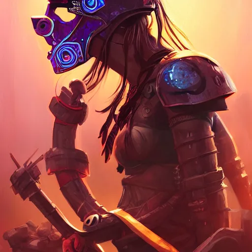 Image similar to cyberpunk viking helmet mask warrior goddess robot ninja fantasy, art gta 5 cover, official fanart behance hd artstation by jesper ejsing, by rhads, makoto shinkai and lois van baarle, ilya kuvshinov, ossdraws