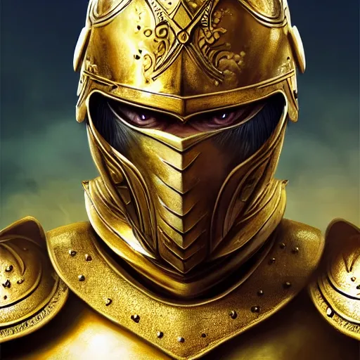 Prompt: Hyper-realistic painting of the King of the Desert, Warrior at war, battle field, action, Gold Armour suit, Sword, handsome attractive face, attractive young man, beautiful face, dramatic lighting, majestic, D&D, fantasy, elegant, intricate, highly detailed, digital painting, concept art, sharp focus, illustration, trending on artstation, art by artgerm and greg rutkowski and alphonse mucha