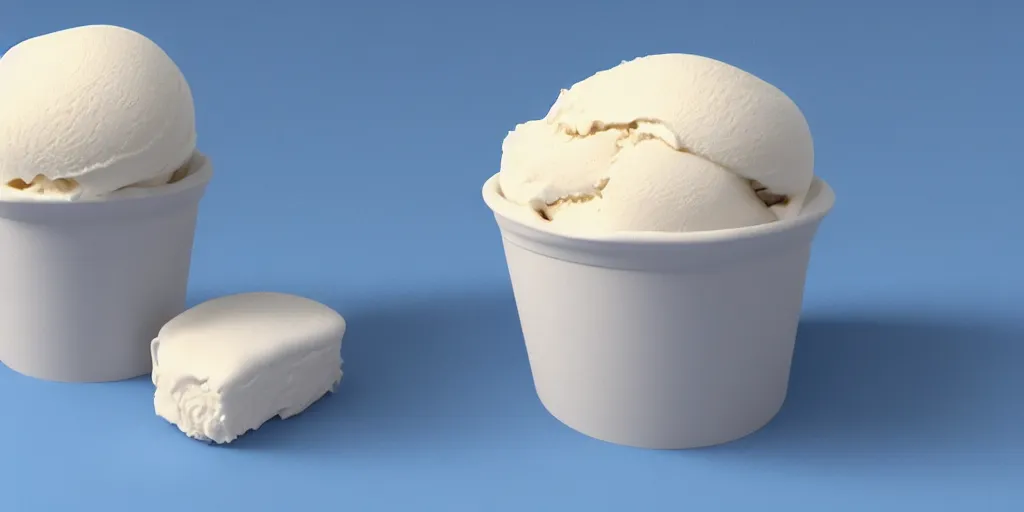 Image similar to marshmallow fur white cate ice cream, 3 d render, 8 k, pixar style