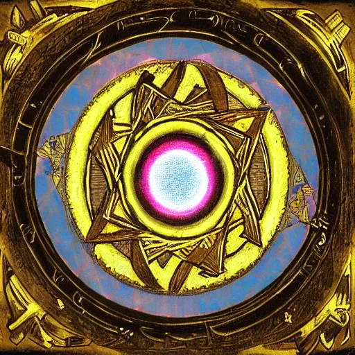 Prompt: under the watchful eyes of a radiant ophanim